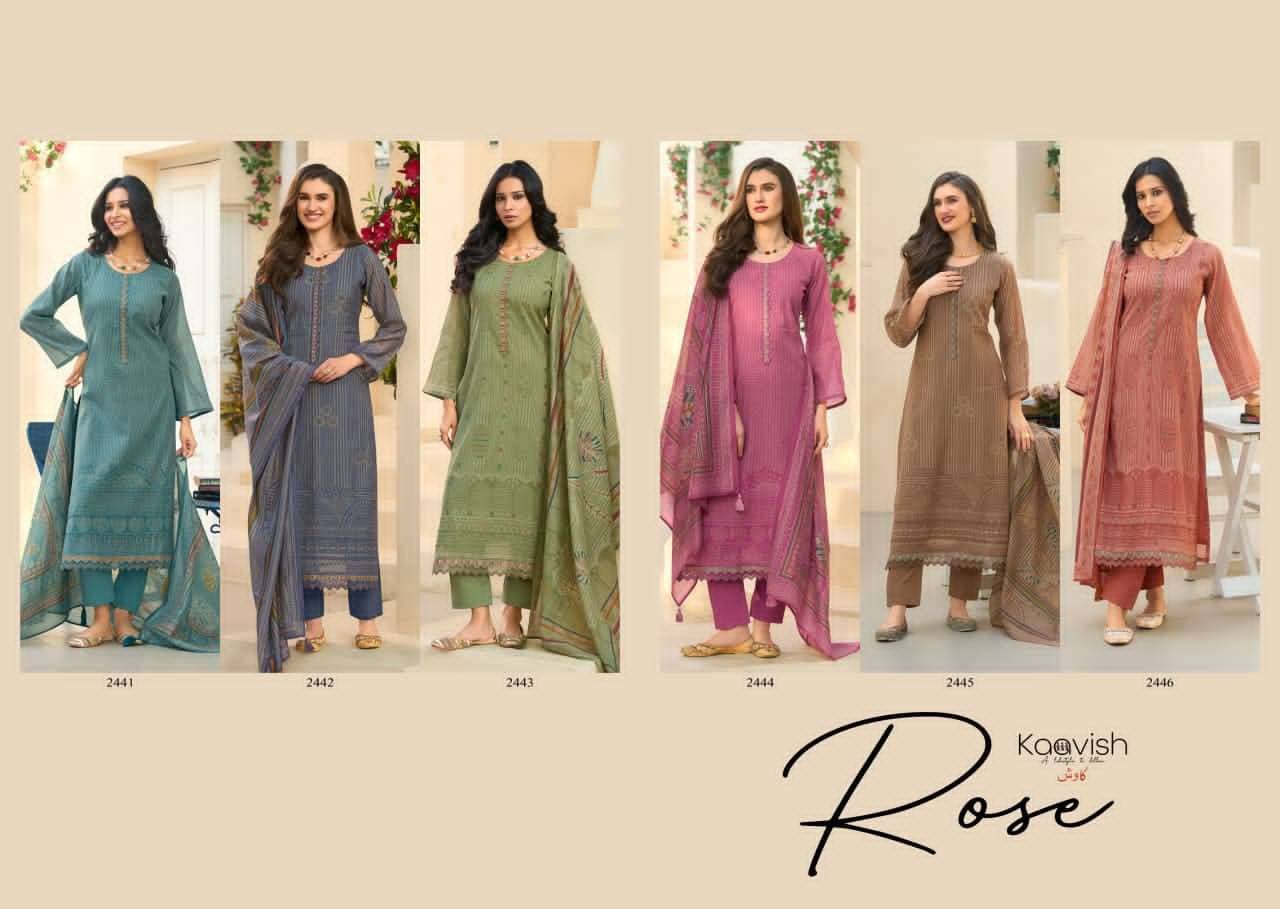 ROSE By KAAVISH 2441 To 2446 Series Stylish Beautiful Colourful PURE MUL CHANDERI Dresses At Wholesale Price